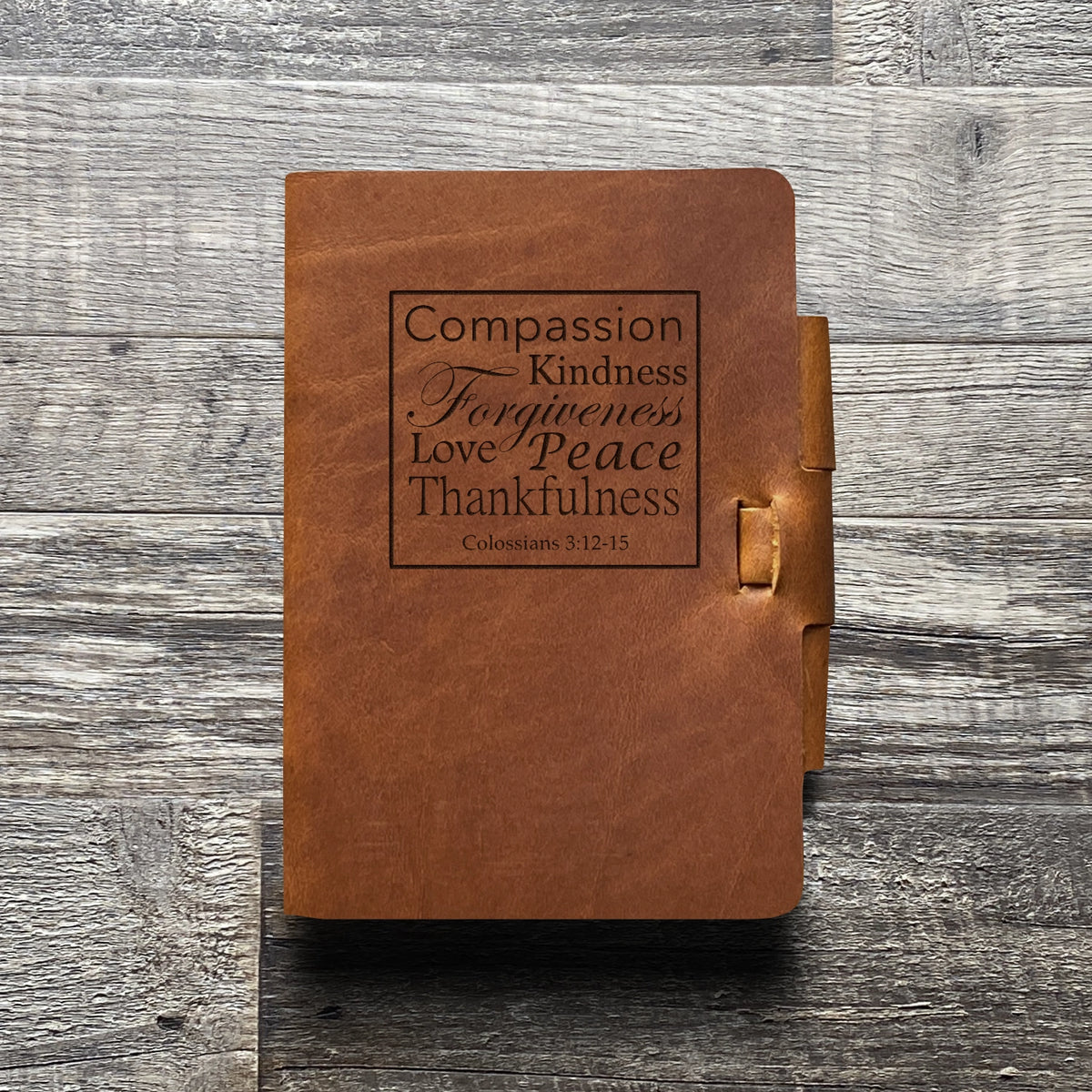 Colossians 3:12-15 - Engraving Design - Refillable Leather Journals