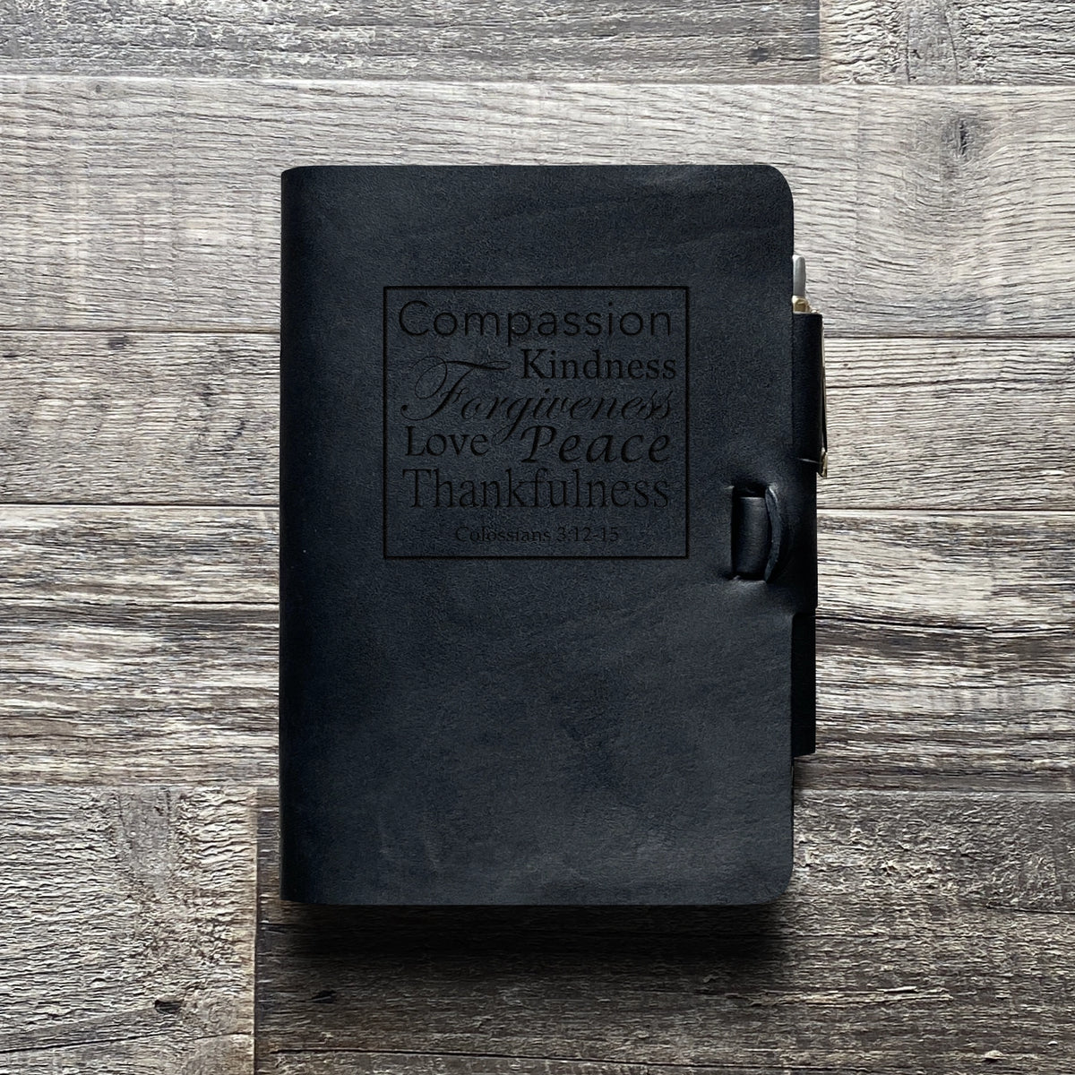 Colossians 3:12-15 - Engraving Design - Refillable Leather Journals