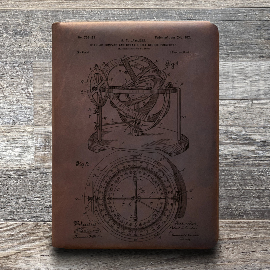 Compass - Pre-Engraved - Refillable Leather Folios