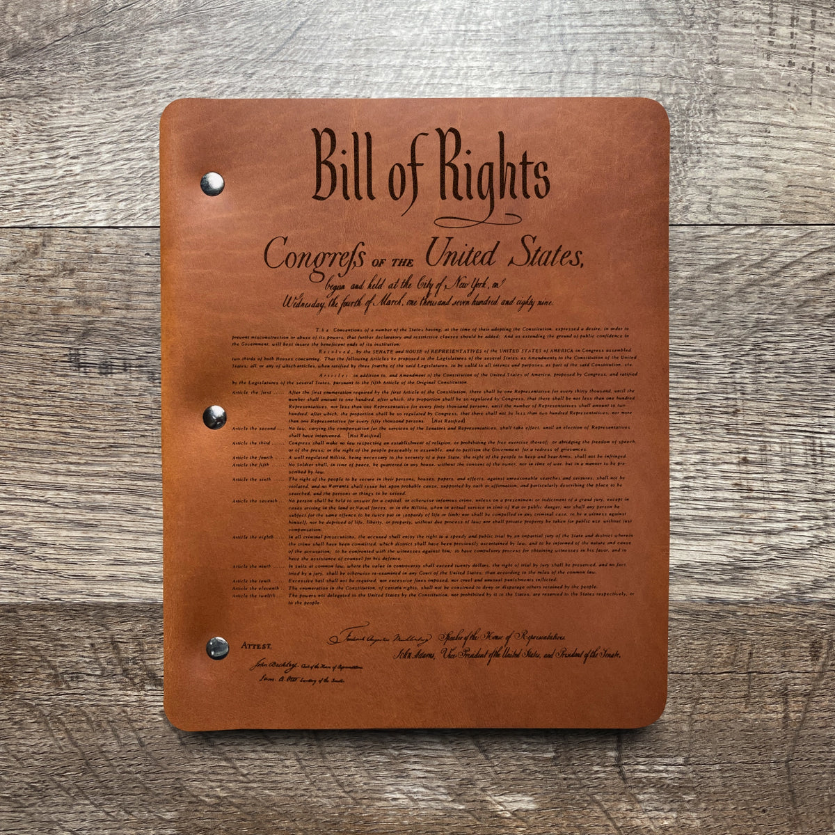 Constitution - Engraving Design - Refillable Leather Binders