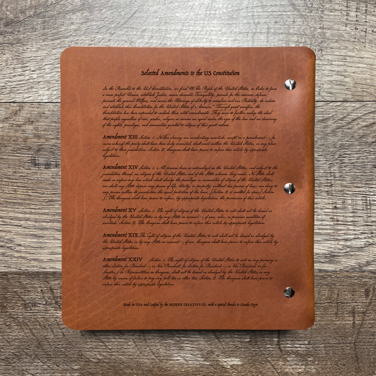 Constitution - Engraving Design - Refillable Leather Binders