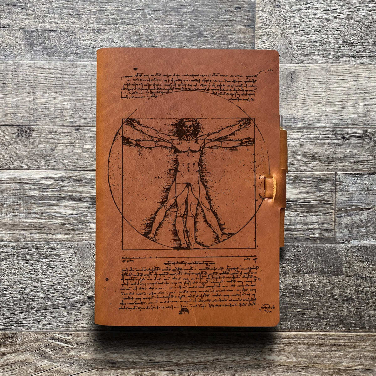 Da Vinci - Vitruvian - Engraving Design - Refillable Leather Journals