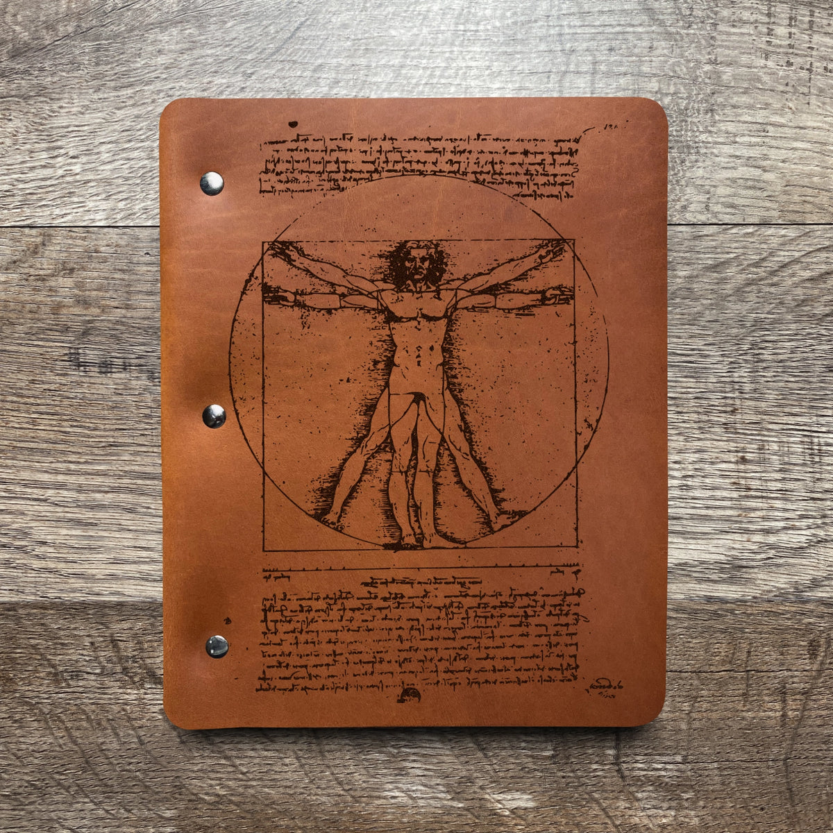 Da Vinci - Vitruvian - Engraving Design - Refillable Leather Binders