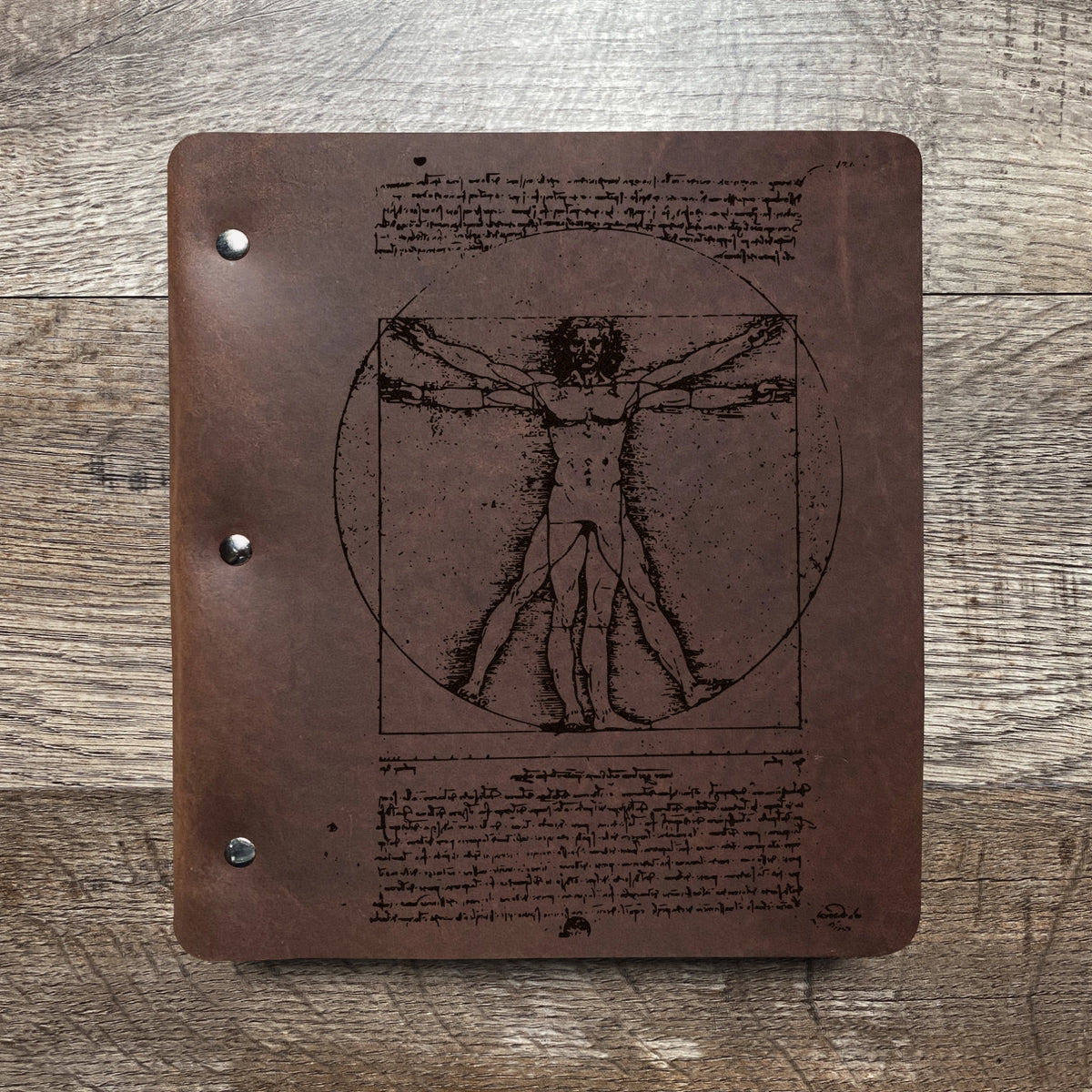 Da Vinci - Vitruvian - Engraving Design - Refillable Leather Binders