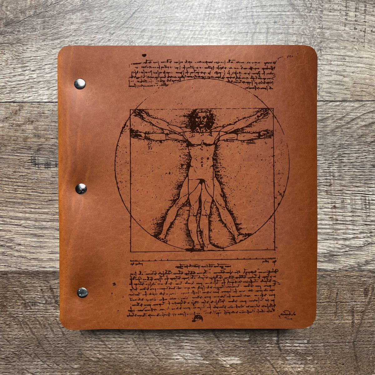 Da Vinci - Vitruvian - Engraving Design - Refillable Leather Binders