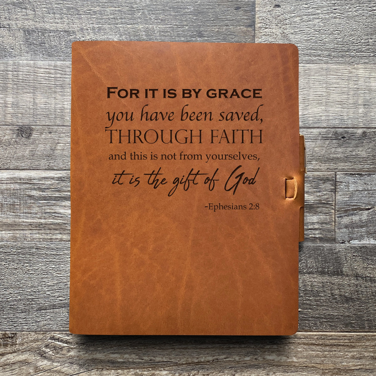 Ephesians 2:8 - Engraving Design - Refillable Leather Journals