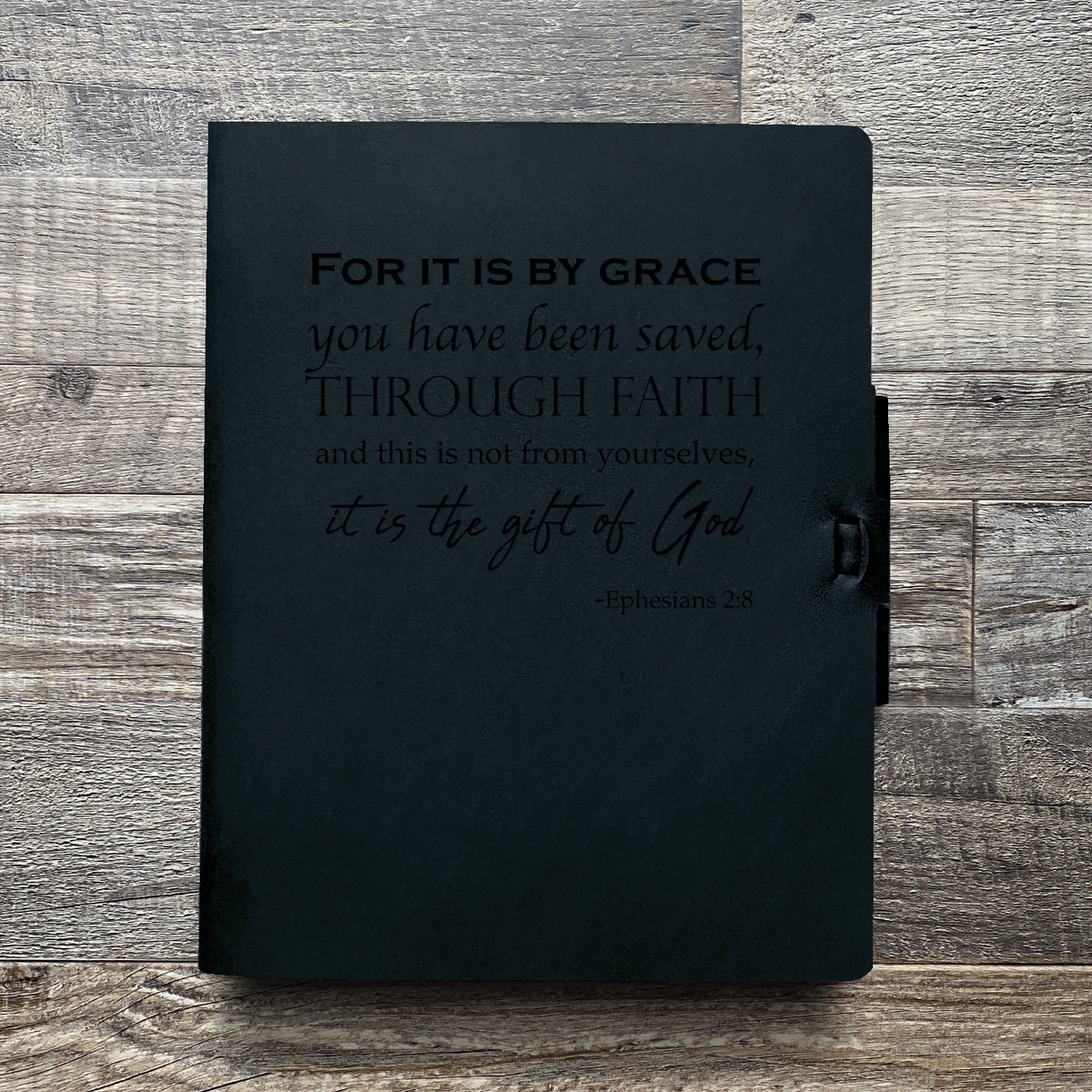 Ephesians 2:8 - Engraving Design - Refillable Leather Journals