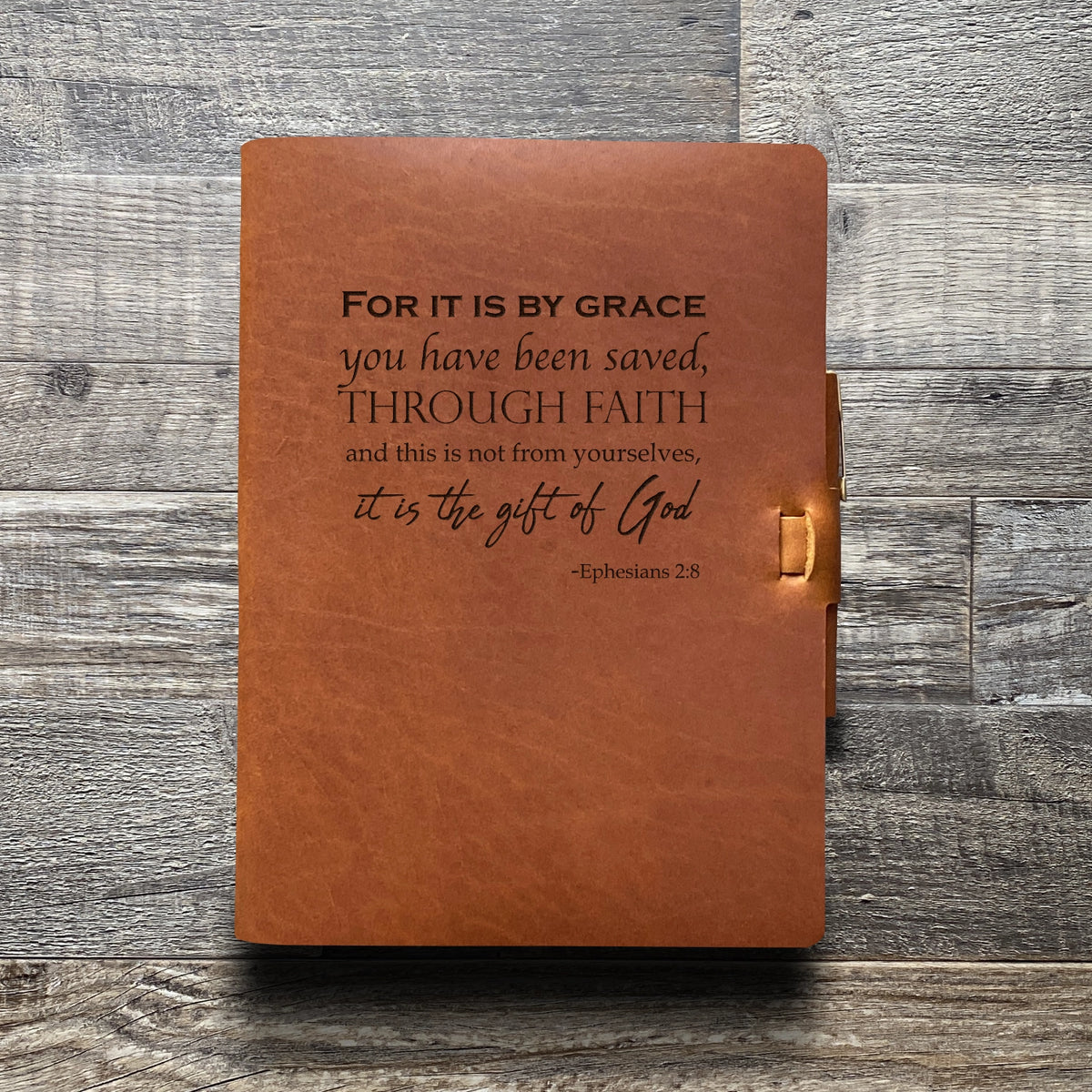 Ephesians 2:8 - Engraving Design - Refillable Leather Journals