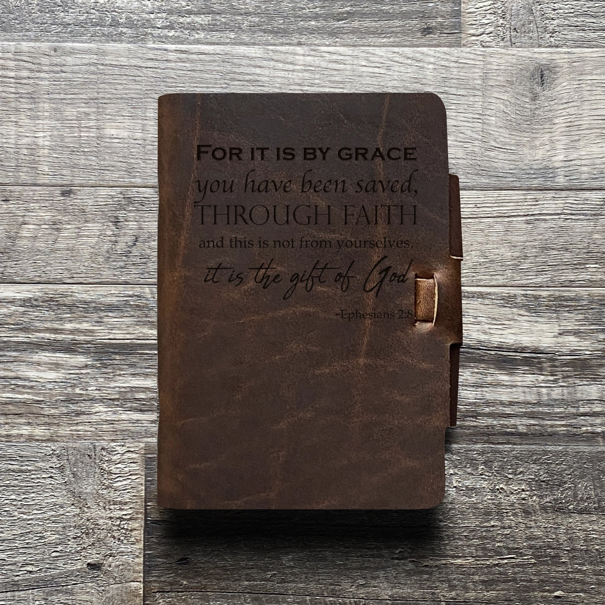 Ephesians 2:8 - Engraving Design - Refillable Leather Journals