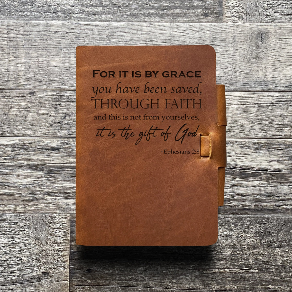 Ephesians 2:8 - Engraving Design - Refillable Leather Journals