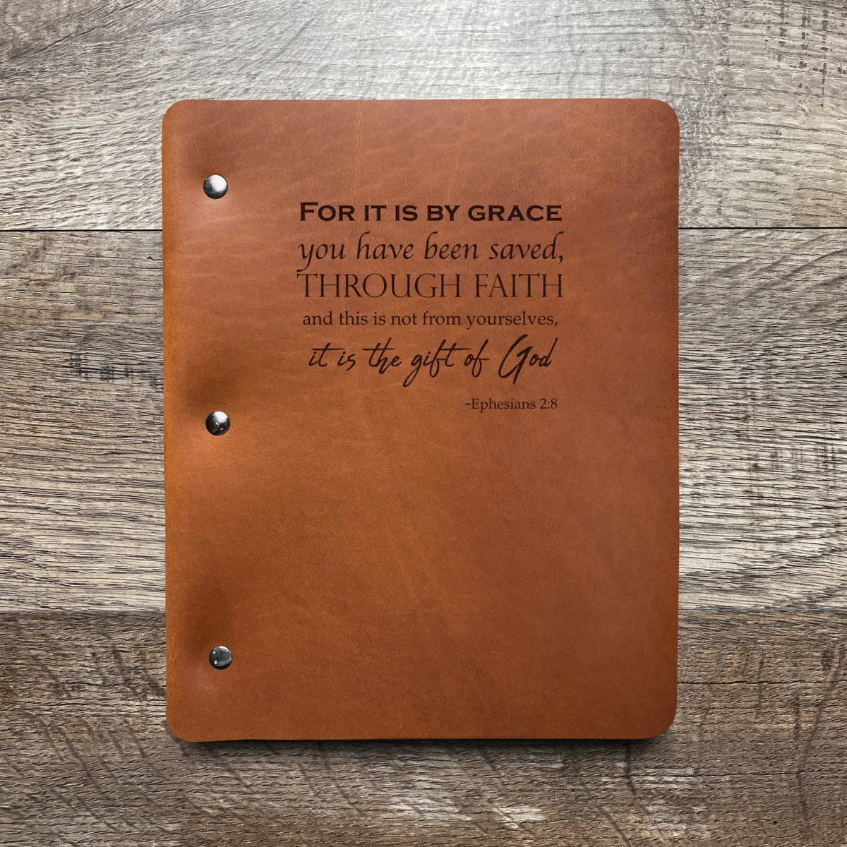 Ephesians 2:8 - Engraving Design - Refillable Leather Binders