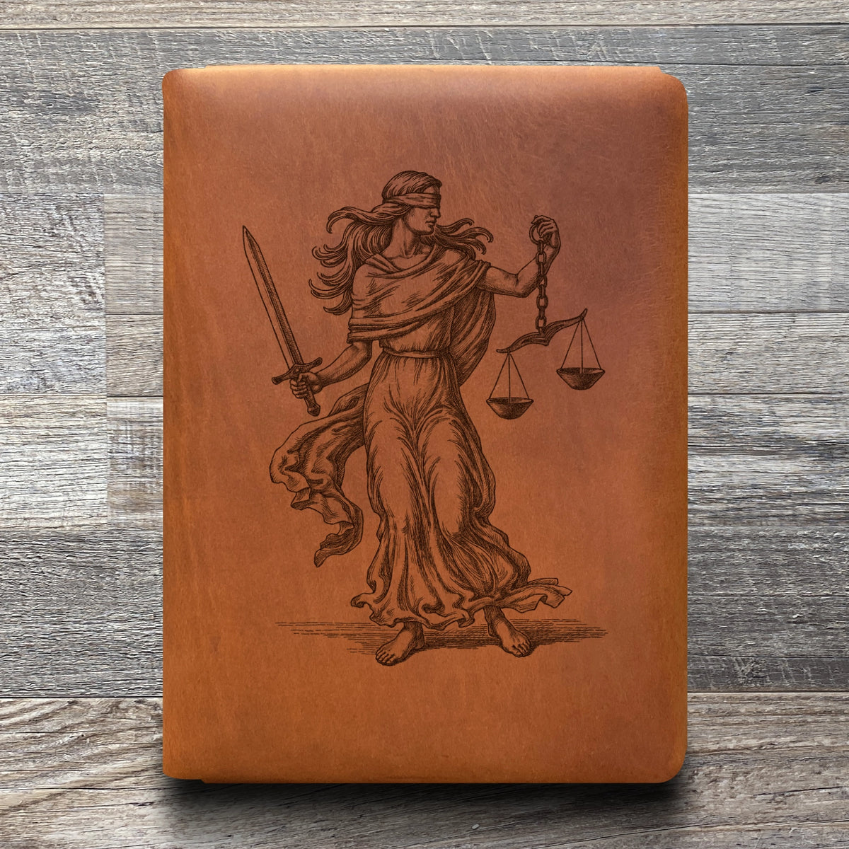 Lady Justice - Engraving Design - Refillable Leather Folios