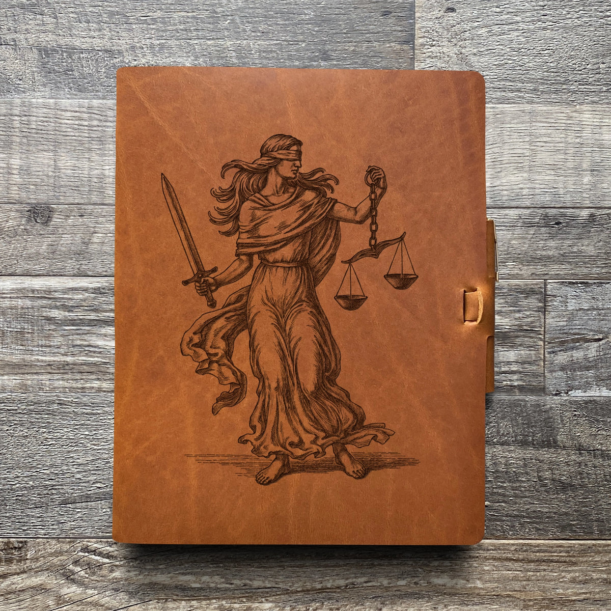 Lady Justice - Engraving Design - Refillable Leather Journals