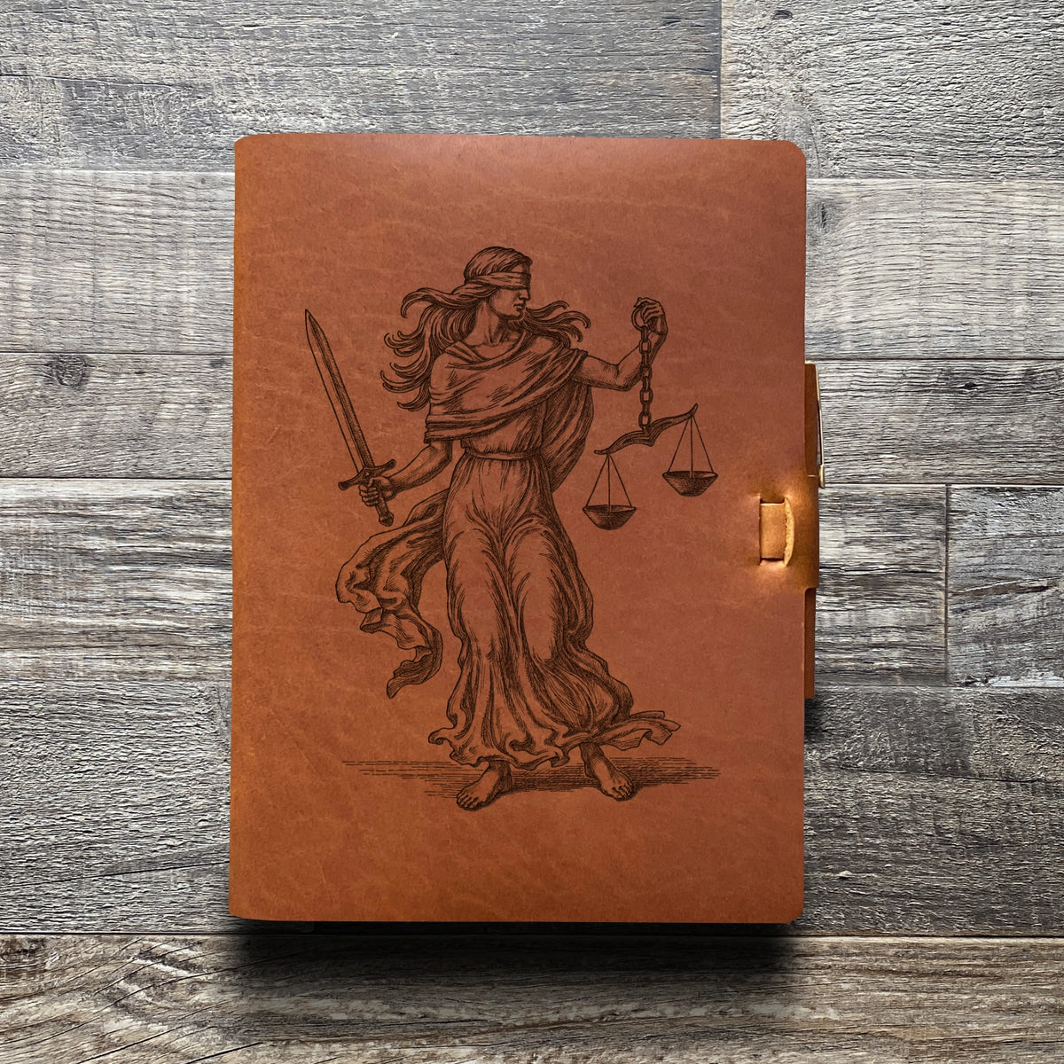Lady Justice - Engraving Design - Refillable Leather Journals