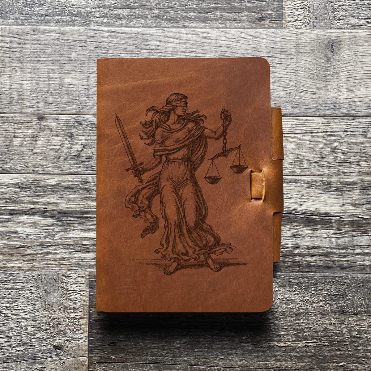 Lady Justice - Engraving Design - Refillable Leather Journals