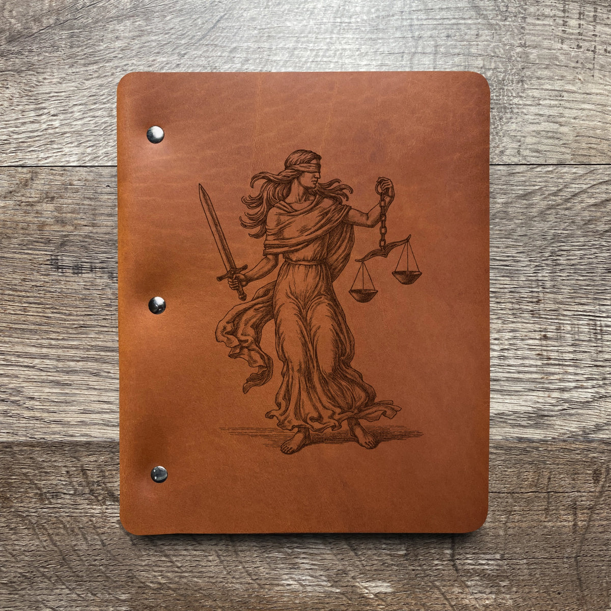 Lady Justice - Engraving Design - Refillable Leather Binders