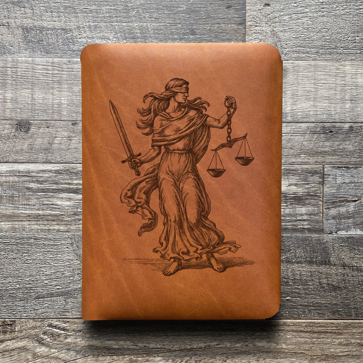 Lady Justice - Engraving Design - Refillable Leather Folios