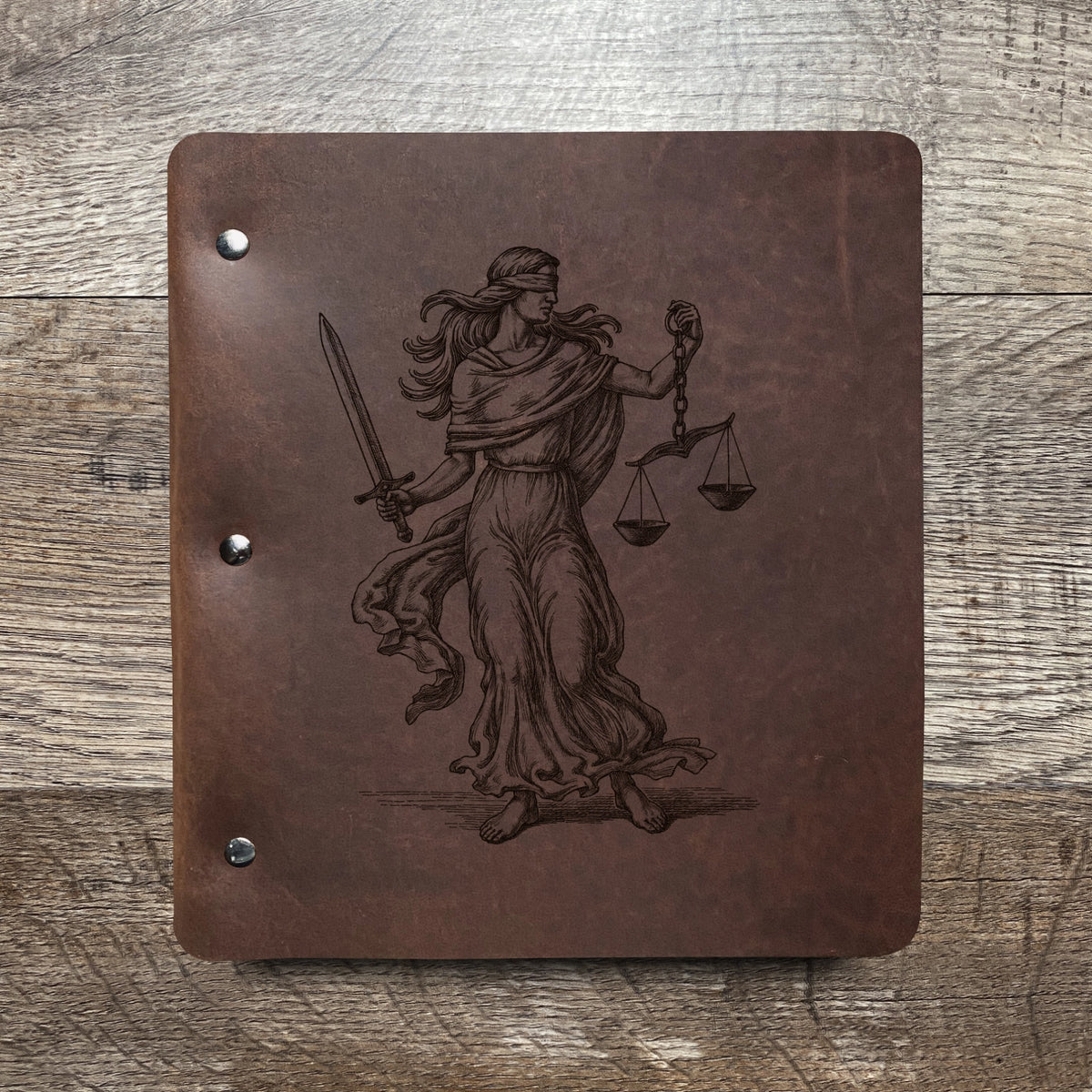 Lady Justice - Engraving Design - Refillable Leather Binders