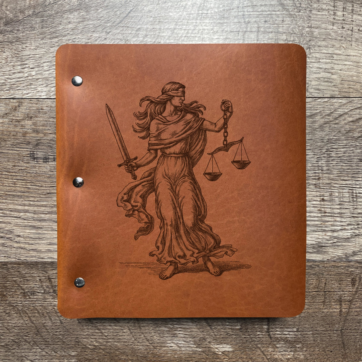 Lady Justice - Engraving Design - Refillable Leather Binders