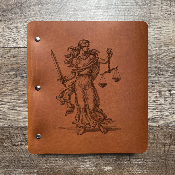 Lady Justice - Pre-Engraved - Refillable Leather Binders