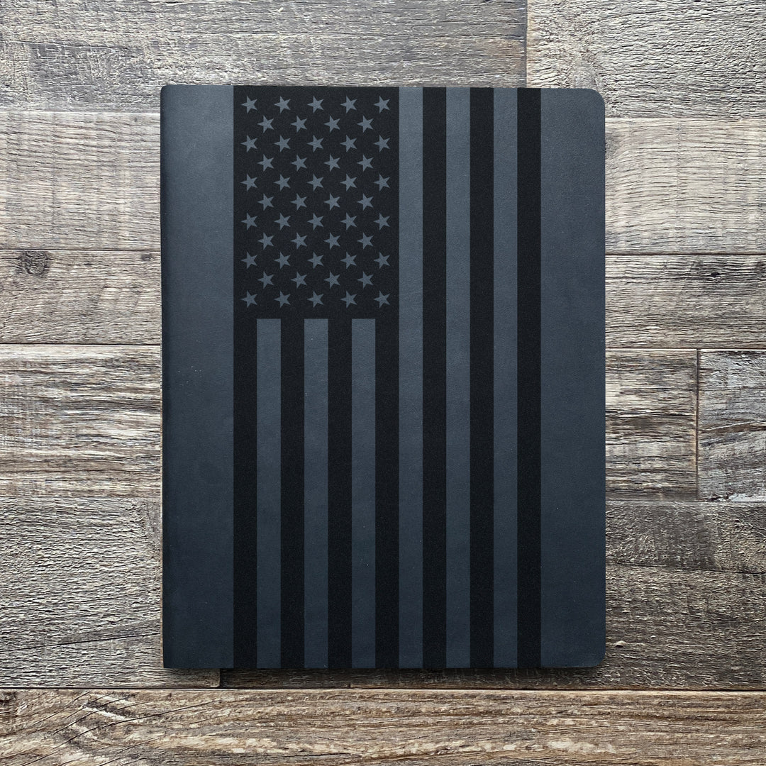 American Flag - Large - Pre-Engraved - Leather Folder