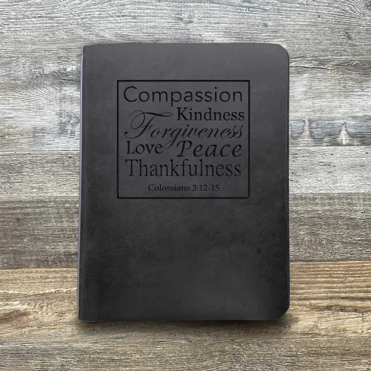 Colossians 3:12-15 - Engraving Design - Refillable Leather Covers