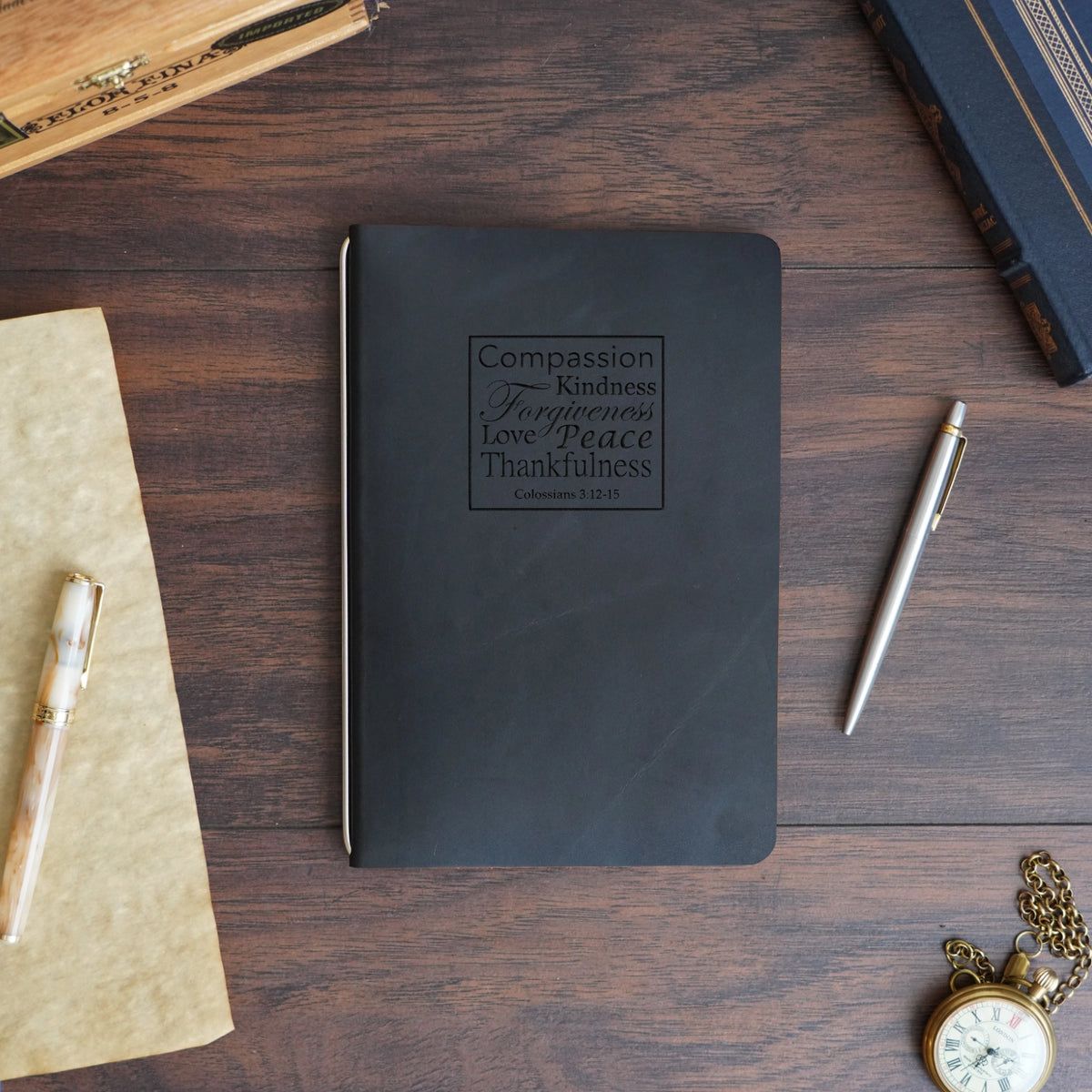 Colossians 3:12-15 - Engraving Design - Refillable Leather Covers