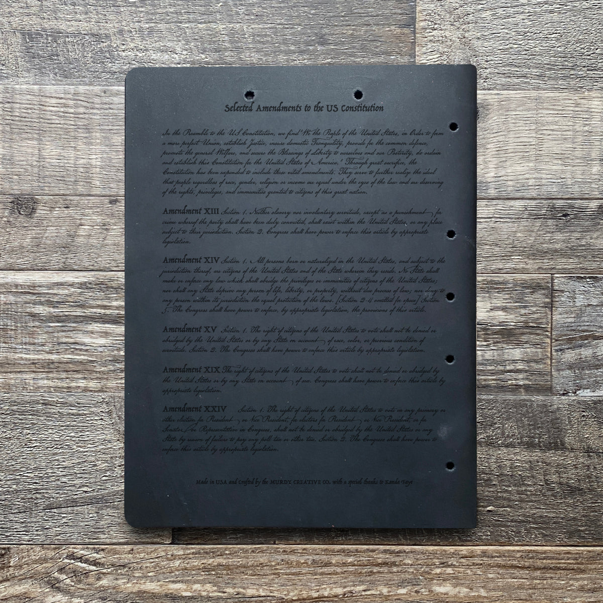 Constitution - Engraving Design - Leather Folder