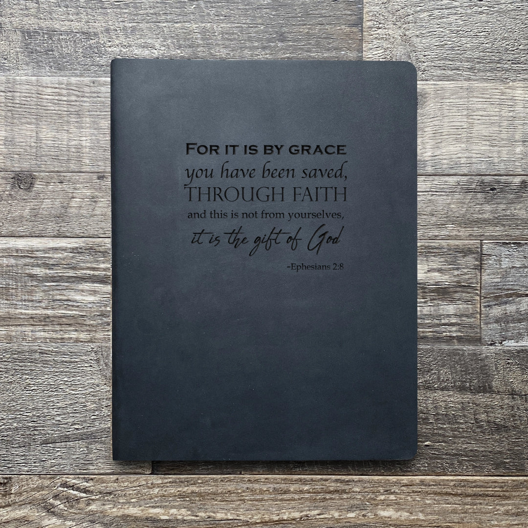 Ephesians 2:8 - Pre-Engraved - Leather Folder