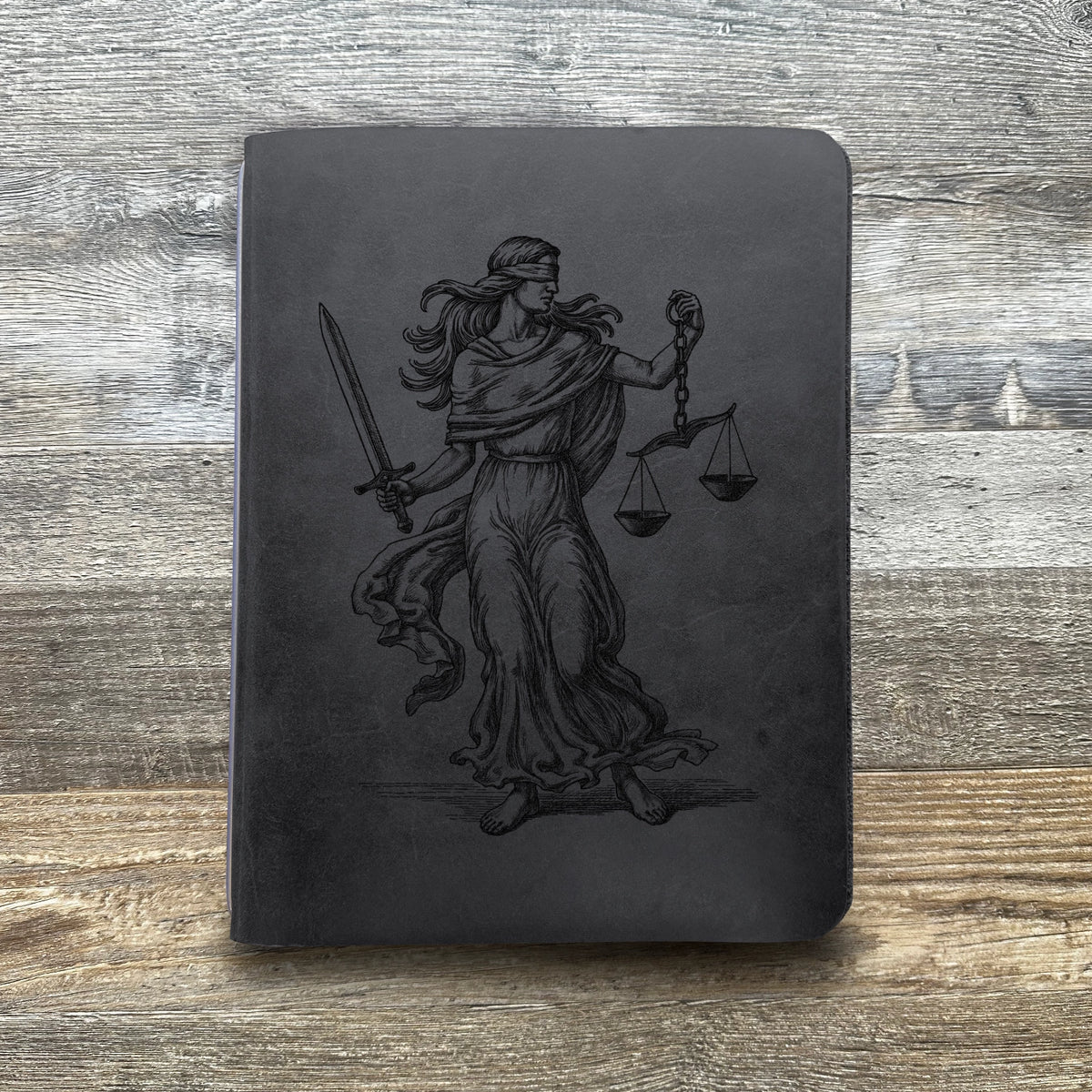 Lady Justice - Engraving Design - Refillable Leather Covers