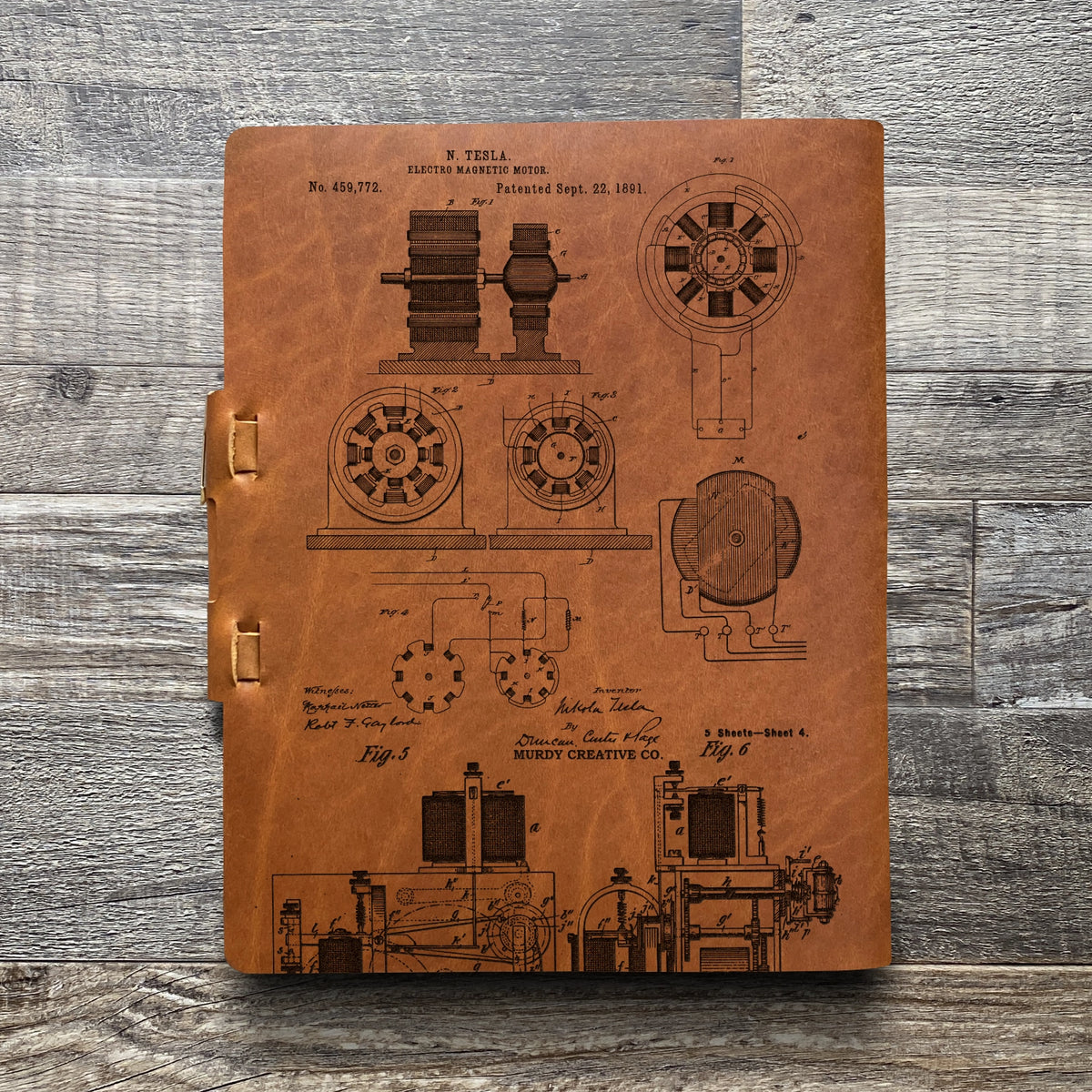 Nikola Tesla - Engraving Design - Refillable Leather Journals