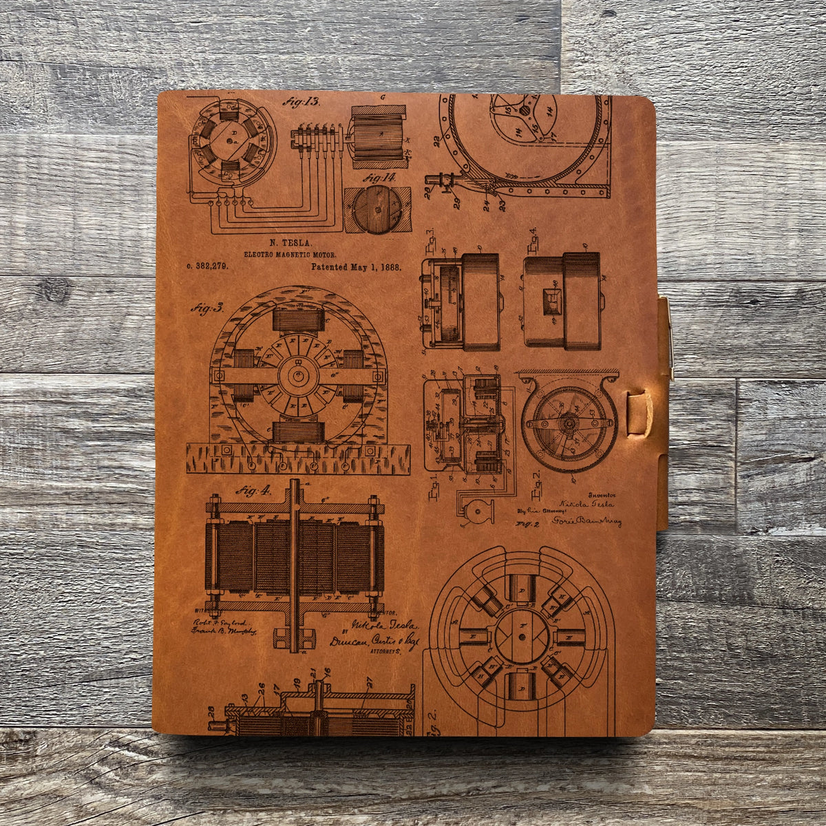 Nikola Tesla - Engraving Design - Refillable Leather Journals