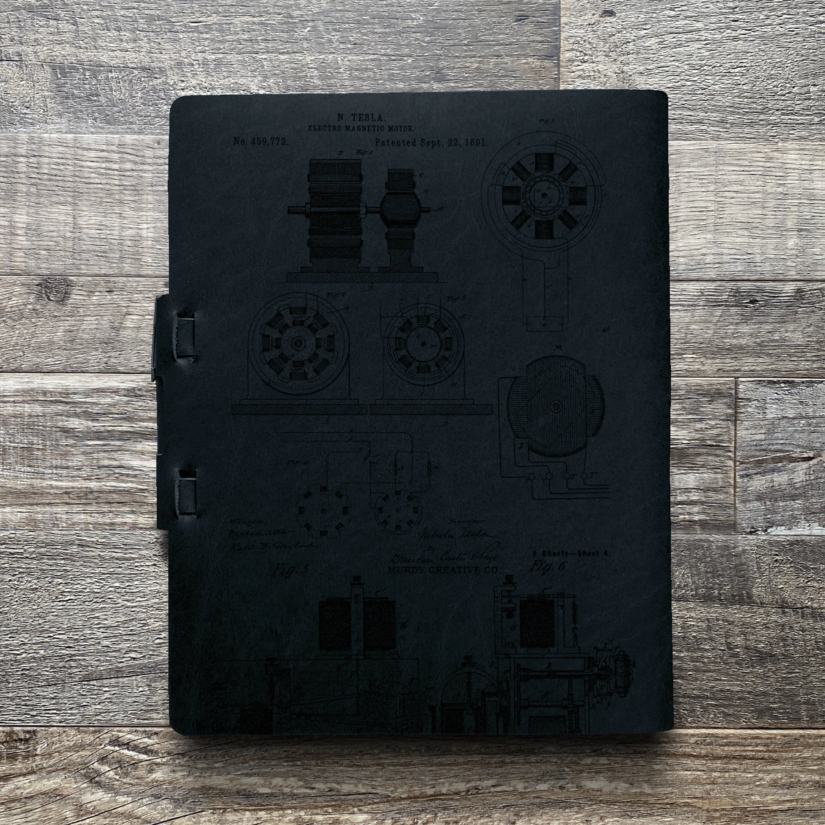 Nikola Tesla - Engraving Design - Refillable Leather Journals