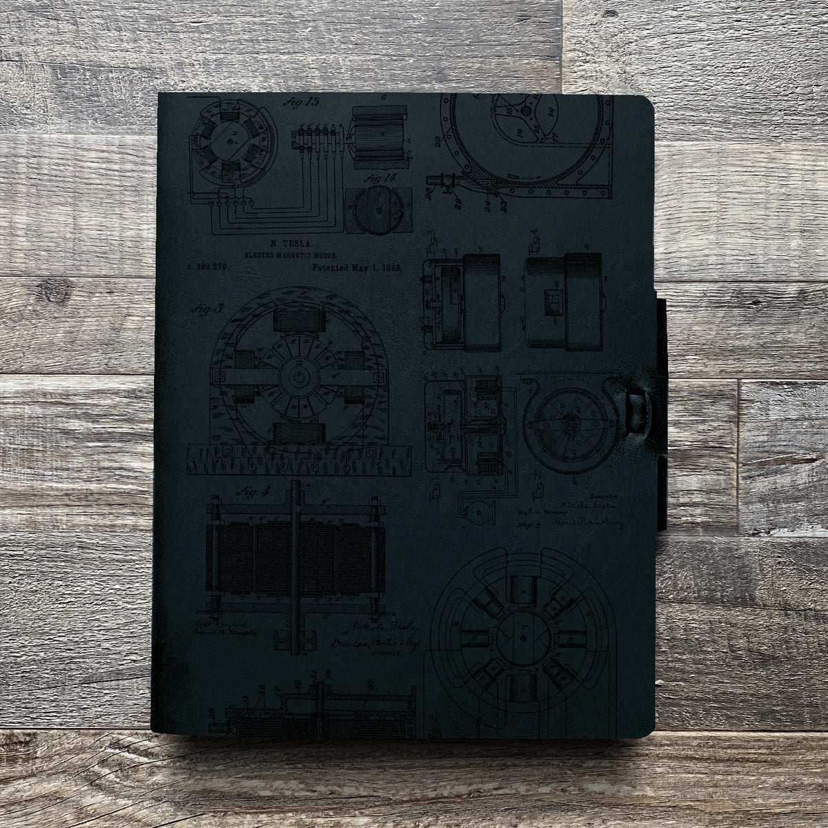 Nikola Tesla - Engraving Design - Refillable Leather Journals