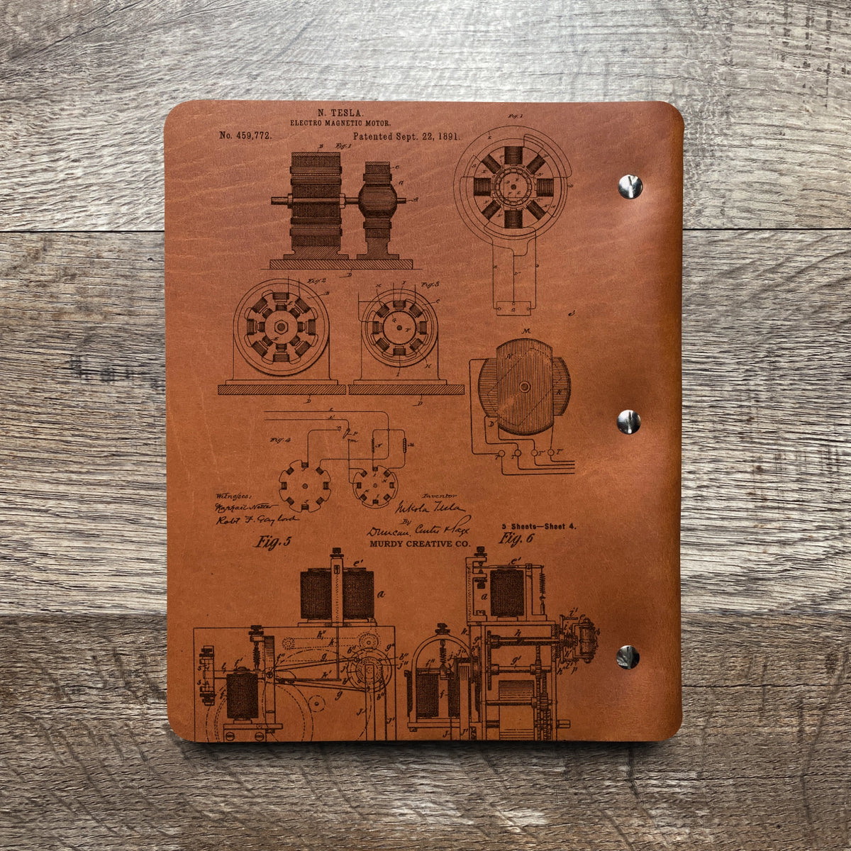 Nikola Tesla - Engraving Design - Refillable Leather Binders