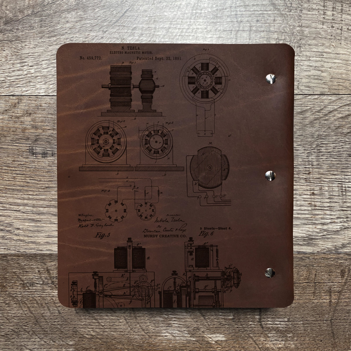 Nikola Tesla - Engraving Design - Refillable Leather Binders