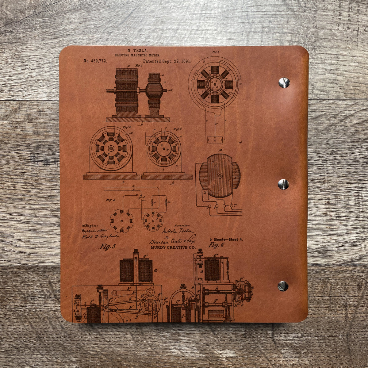 Nikola Tesla - Engraving Design - Refillable Leather Binders
