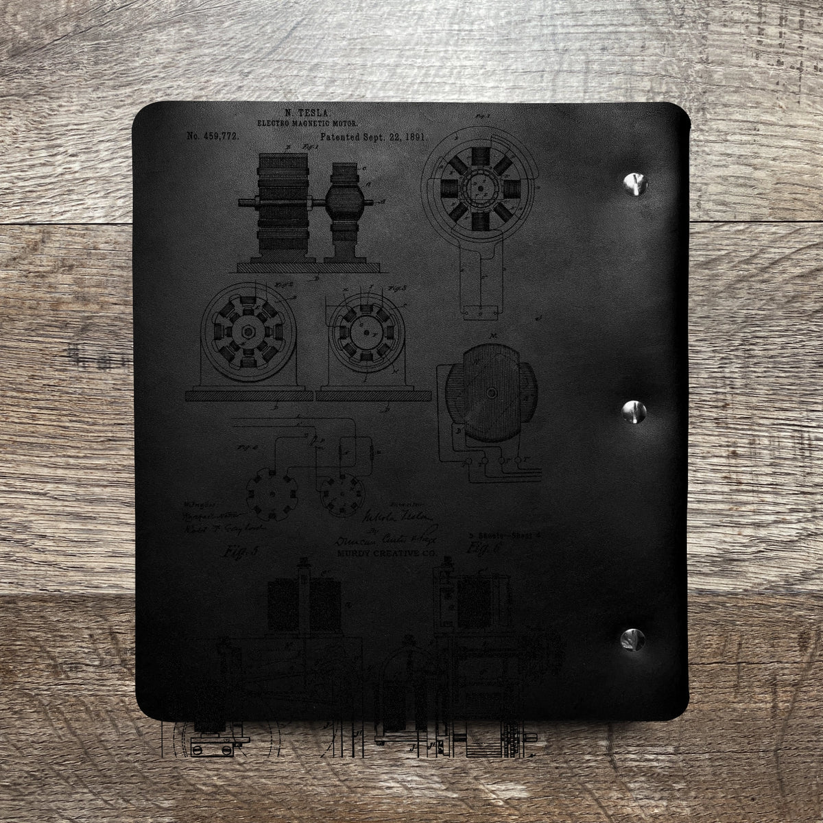 Nikola Tesla - Engraving Design - Refillable Leather Binders