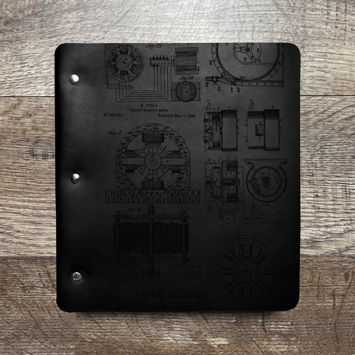 Nikola Tesla - Engraving Design - Refillable Leather Binders