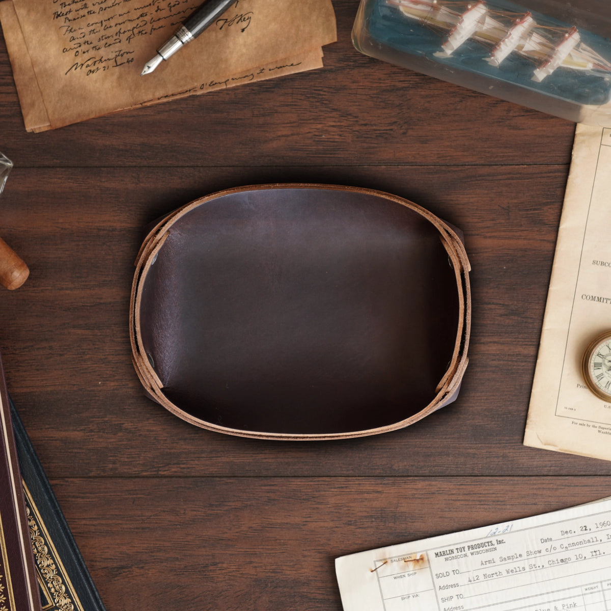 Leather Key Valet Tray
