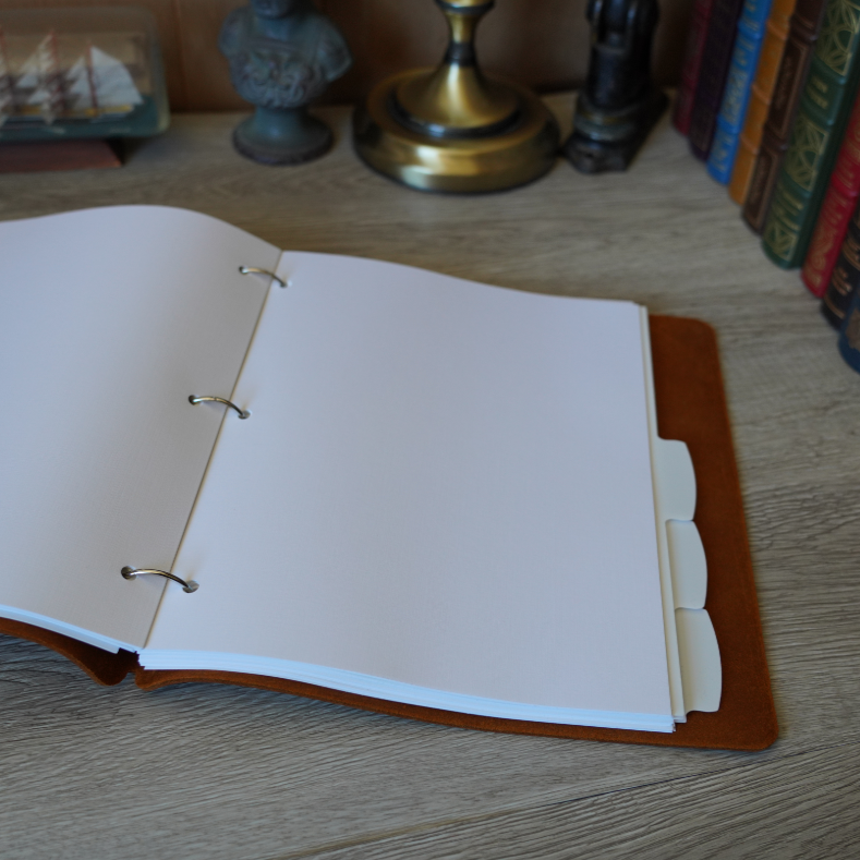 Custom Order - Ed N - Wide Cut - Refillable Leather Binder 20250825