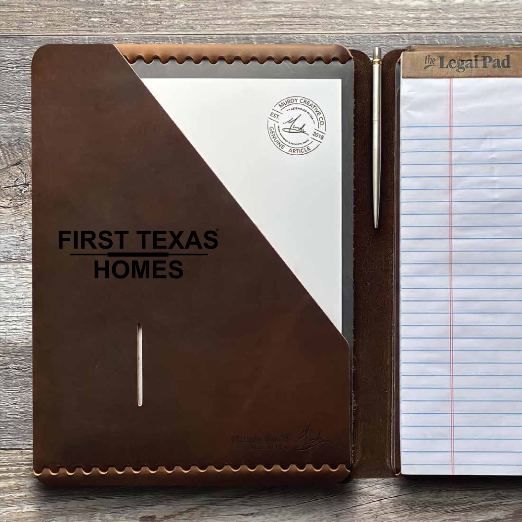 Custom Order First Texas Homes - Executive Cut - Refillable Leather Folio 03122026