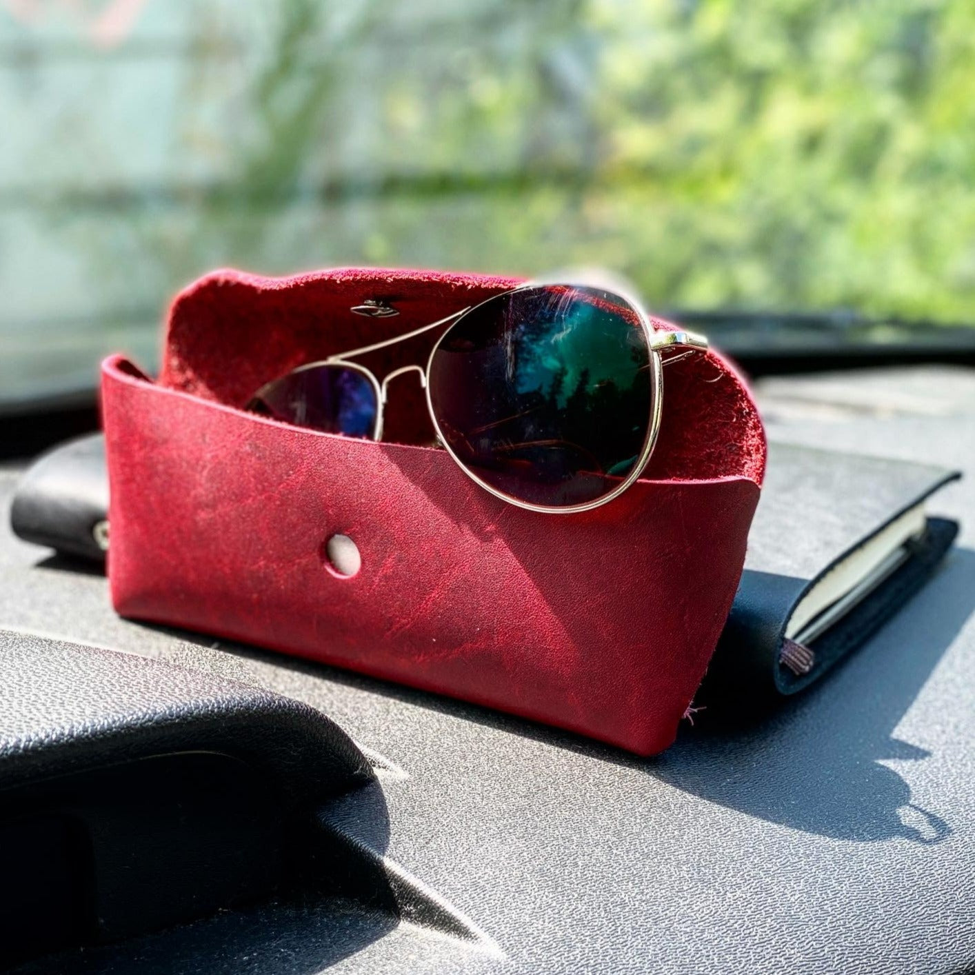 Red store sunglasses case