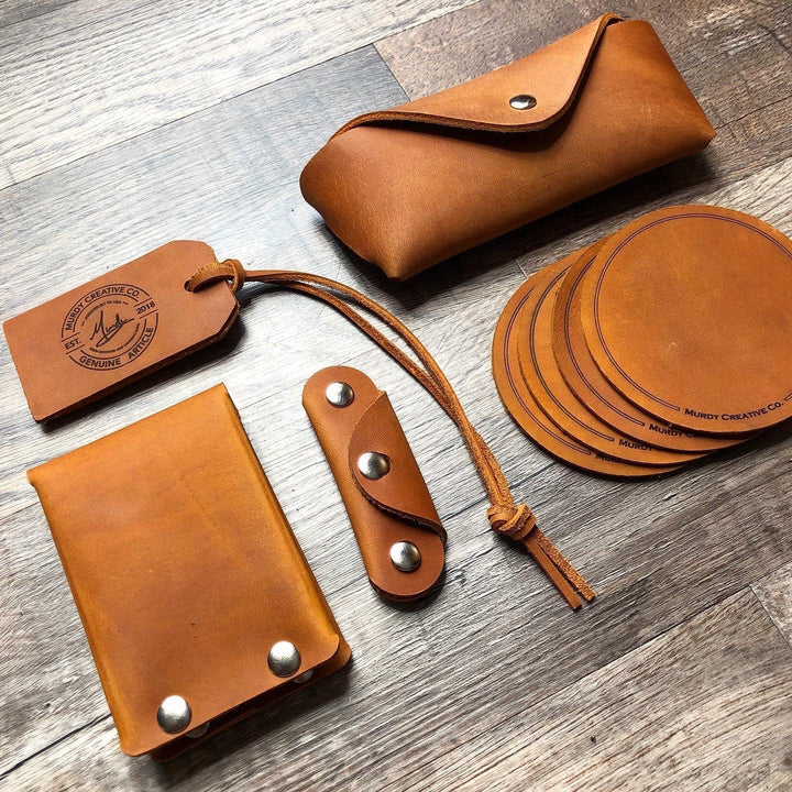 Celtic Letter Leather 4 Coaster Set