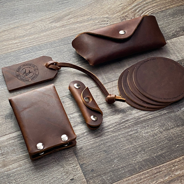 Celtic Letter Leather 4 Coaster Set