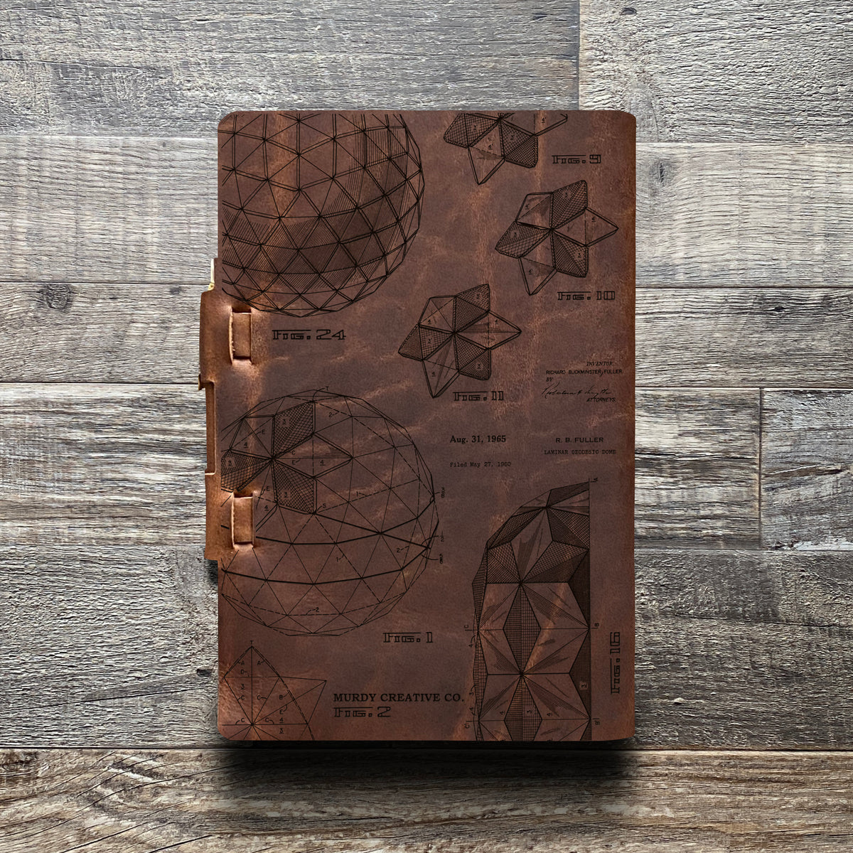 Bucky Ball - Geodesic - Engraving Design - Refillable Leather Journals