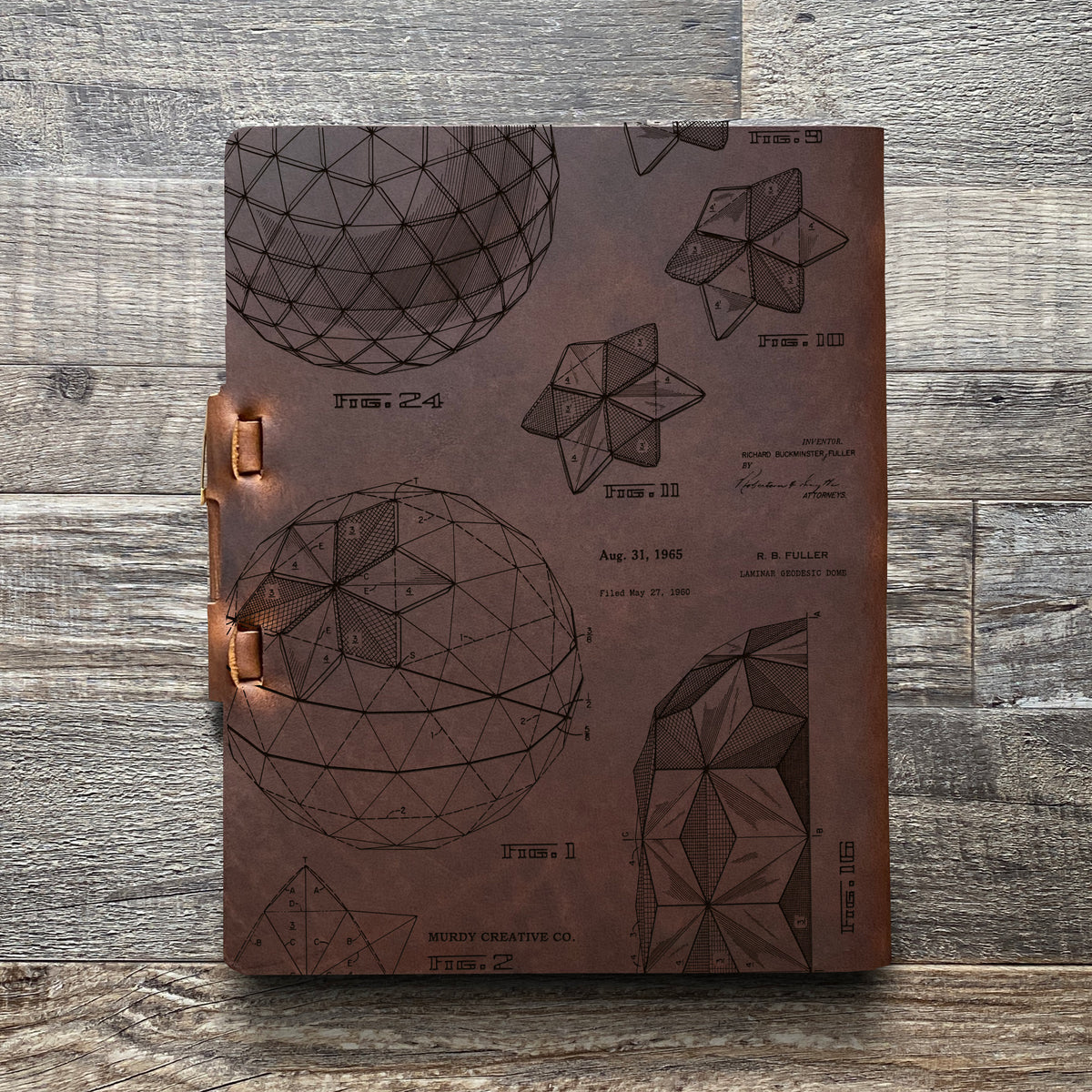 Bucky Ball - Geodesic - Engraving Design - Refillable Leather Journals