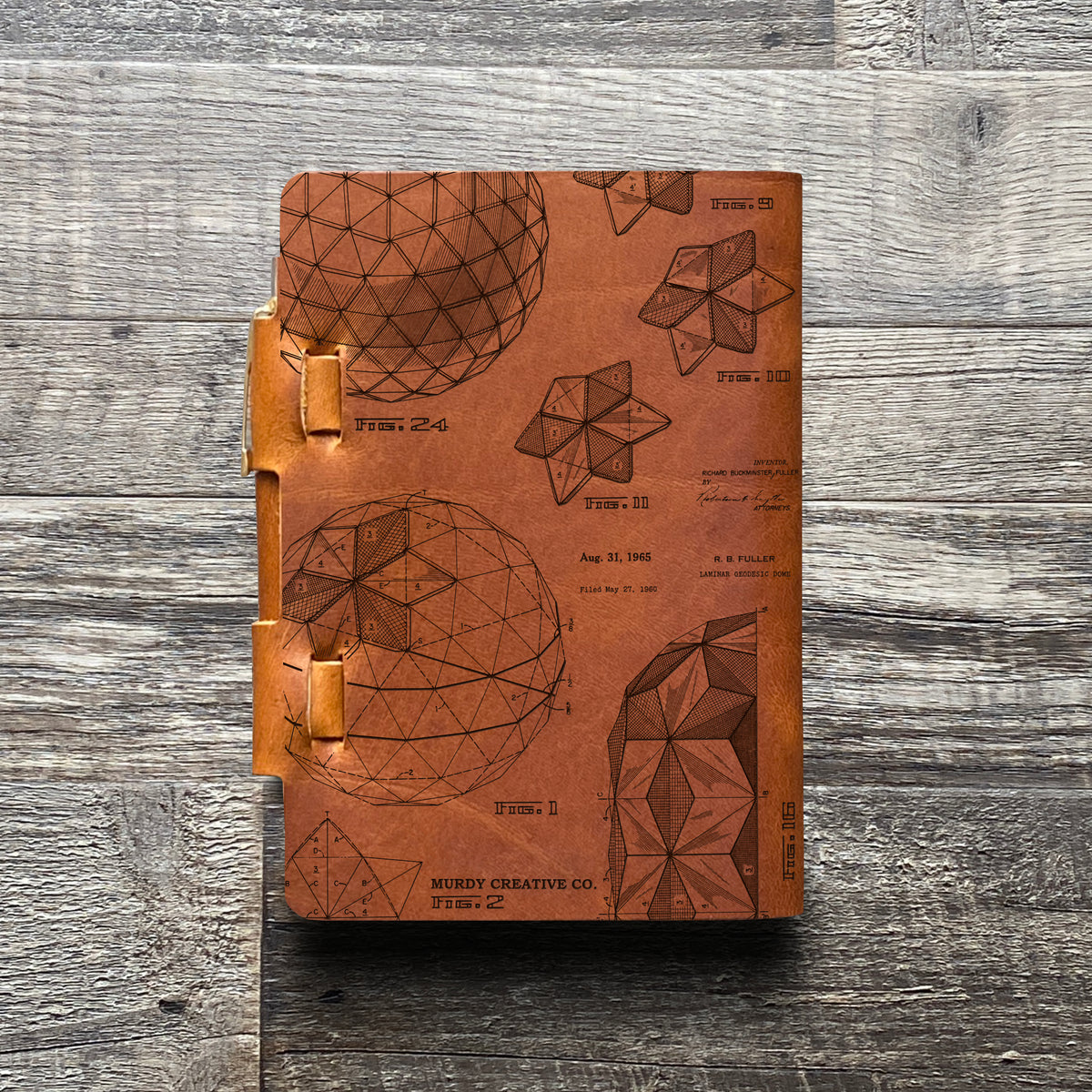 Bucky Ball - Geodesic - Engraving Design - Refillable Leather Journals