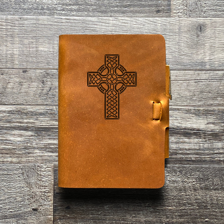 Celtic Cross - Pre-Engraved - Refillable Leather Journals