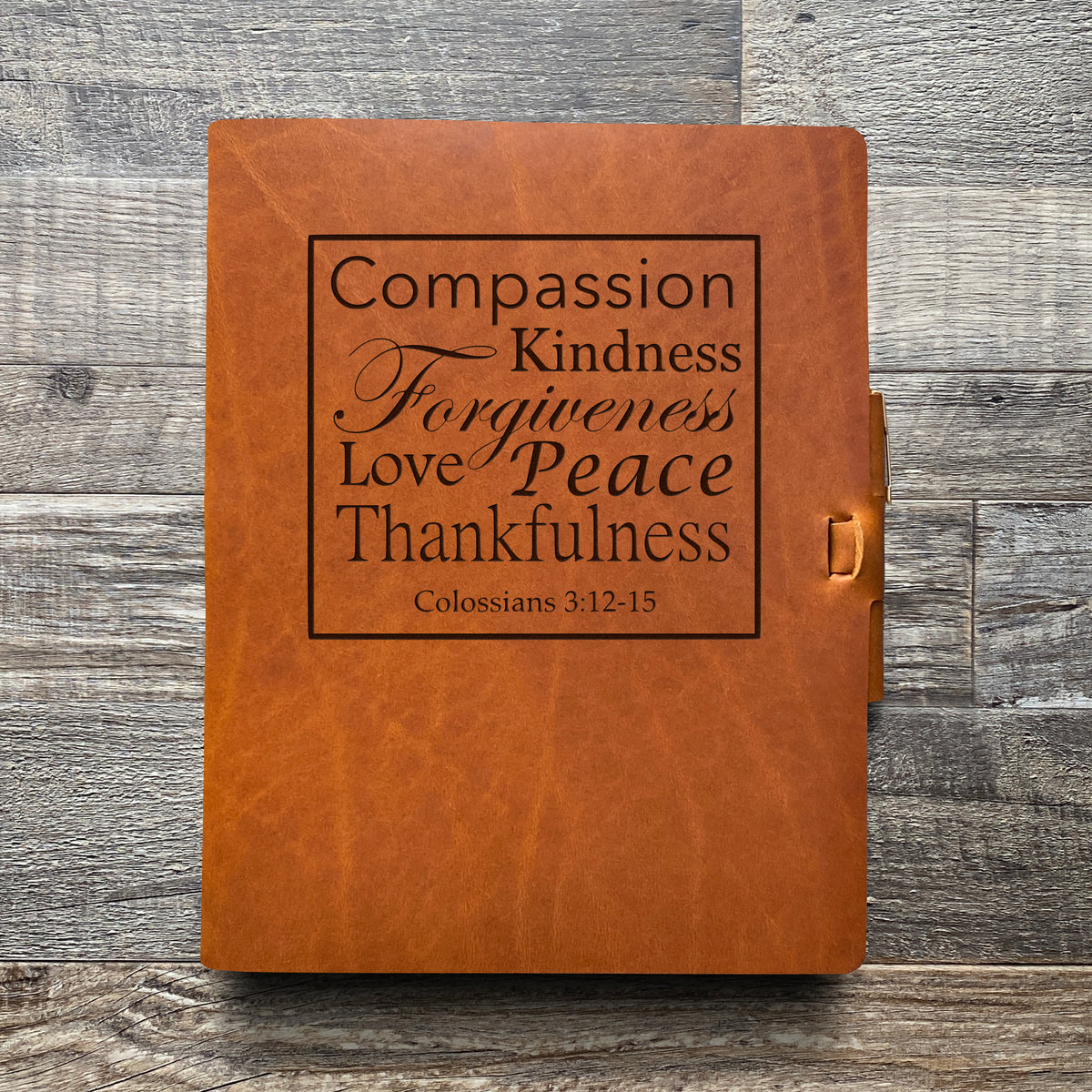 Colossians 3:12-15 - Engraving Design - Refillable Leather Journals